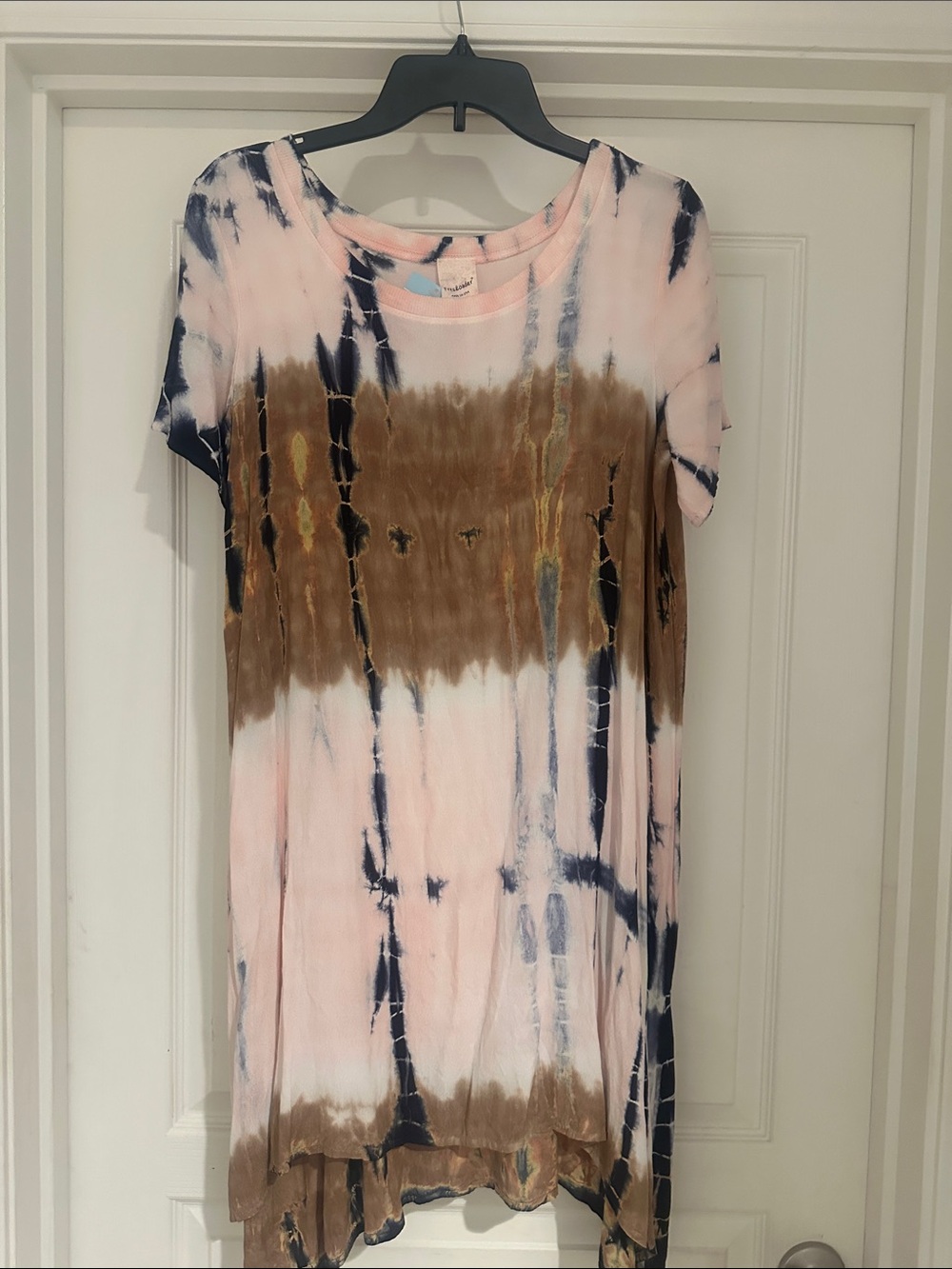 Freeloader Tie-Dye Short Sleeve Tunic - Pink, Brown & Navy